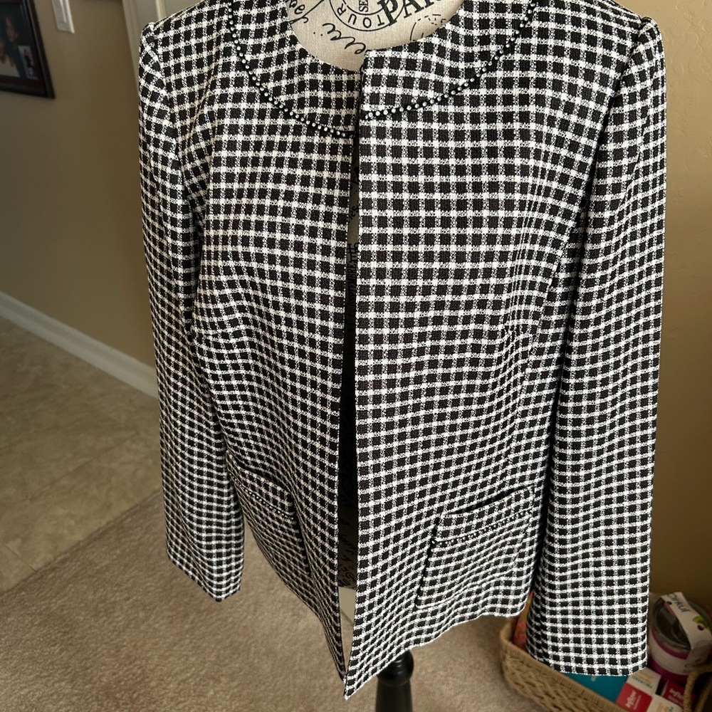 Preston & York Black and White Checkered Blazer